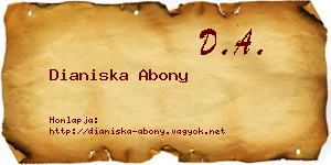 Dianiska Abony névjegykártya